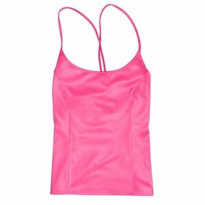 Y2K VTG Star CCC Bright pink satin cami top with straps and tie back detail